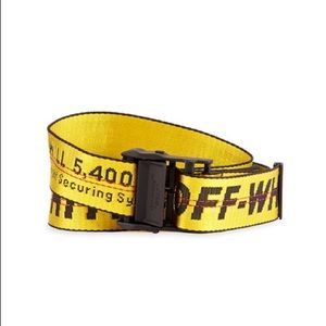 Off-White Men's Industrial Web Logo Belt, Yellow